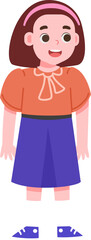 illlustration of girl with brown hair and skirt