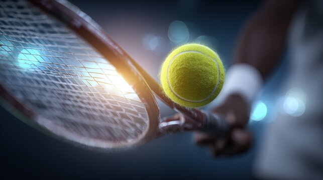 Tennis Player Hitting Ball Close Up