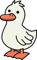 Cute Hand-Drawn Flat Cartoon Duck