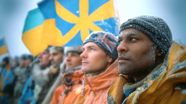 Historic transfer ceremony between British and Ukrainian teams at Faraday Station, February 6, 1996