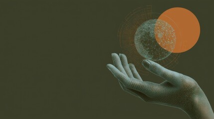 Futuristic digital hand interacting with a holographic globe symbolizing technological innovation and the interconnectedness of data and humanity in a stunning visual concept