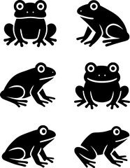 Vector illustration, silhouette of 6 frogs