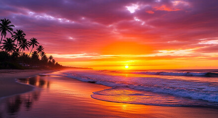 Beautiful sunset beach paradise tropical island vacation travel destination wallpaper hd image