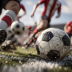 Soccer Players Intensely Fighting For Ball In Match