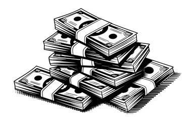stacked bundles of cash, representing wealth, finance, profit, investment, and economic success.