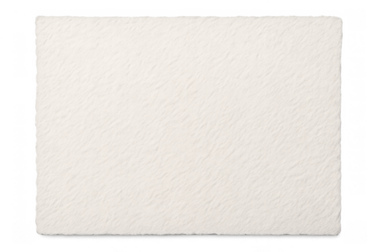 Watercolor paper texture with torn edge, blank white rectangular shape on transparent background