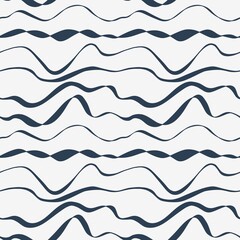 Seamless abstract wavy line pattern in monochrome design