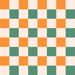 Autumn orange and green plain checks 