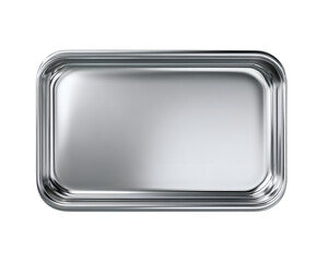 Sleek modern metallic tray reflecting light, perfect for serving gourmet food or displaying luxury items with elegance