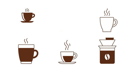 Obraz premium Set of Various Coffee Cup Icons Espresso, Cappuccino, and Coffee Mug Illustrations