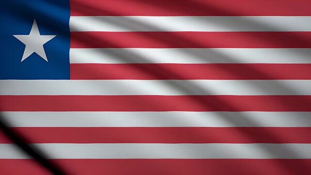 Liberian flag waving gracefully in the wind, a symbol of national pride and independence, full frame shot - Powered by Adobe