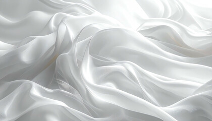 Soft, flowing white fabric creating dreamy, abstract waves and subtle shadows, adding depth and texture