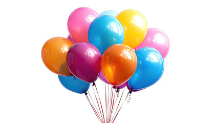 A bunch of colorful helium balloons tied together against a black background. Celebrate any occasion with some party balloons