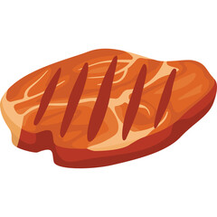 Grilled Steak With Reddish Brown Color And Visible Grill Marks Against A White Background