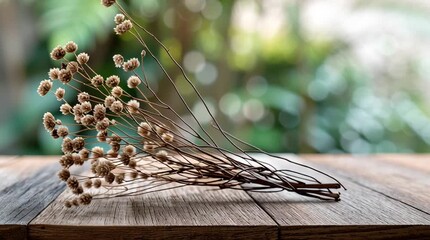Clean flat lay of a wooden desk with a softly blurred natural background and neutral tones, creating a calm, modern workspace ideal for branding or lifestyle design.
