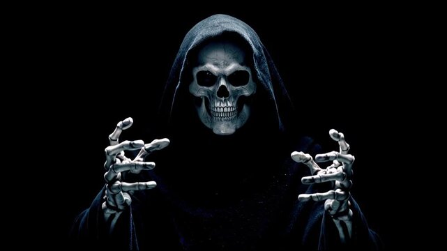 grim reaper with skeletal hands