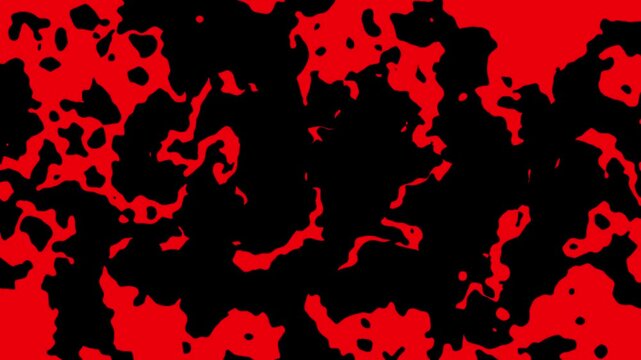 An abstract background of morphing red and black liquid. A seamless, looping, cartoon-style animation perfect for VJ loops, transitions, or camo patterns.