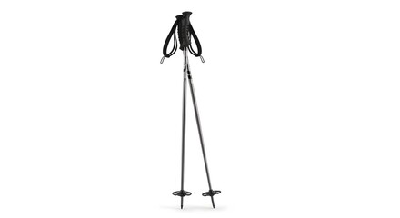 Pair of black ski poles for winter sports, isolated on a clean white background. Essential equipment for skiing, snowboarding, and alpine adventure...
