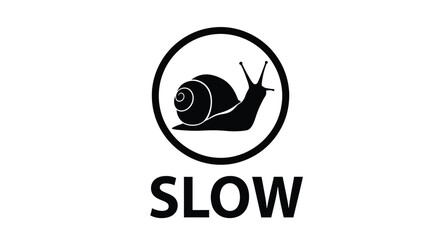 A black and white image featuring the word slow and a snail © Ziaul_Studio