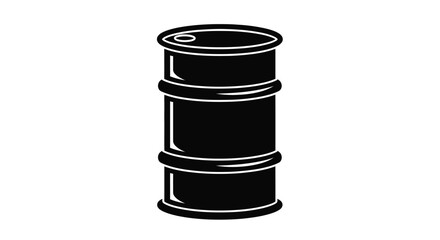 Simple black and white vector illustration of a cylindrical oil drum