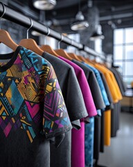 Colorful Printed T-Shirts On Display