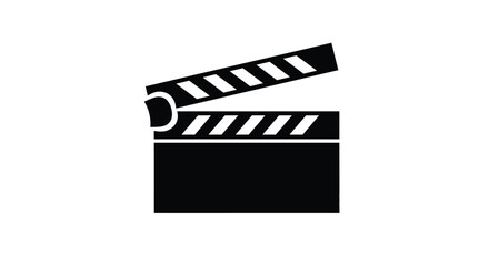 Black and white film reel clapperboard icon representing cinema and filmmaking