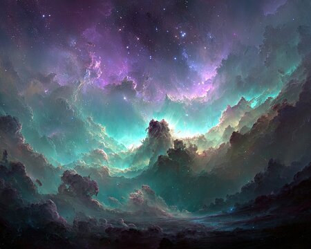 Abstract Colorful Nebula Space Landscape