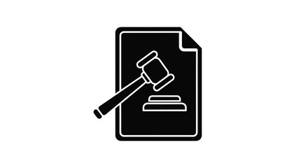 Black and white icon representing law justice and legal proceedings