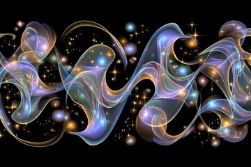 Abstract Glowing Lines Design With Color Waves