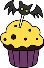 halloween decorations cupcake vector illustration