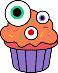 halloween decorations cupcake vector illustration