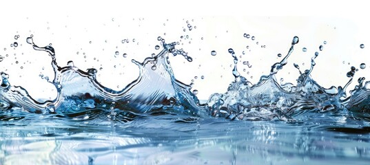 Water Splashing on Surface Liquid motion with white background, ads, refreshing