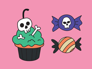 halloween decorations set vector illustration