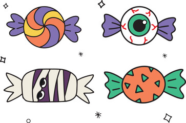 halloween decorations set vector illustration