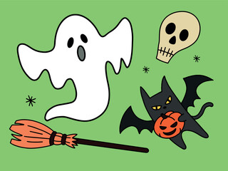 halloween decorations set vector illustration