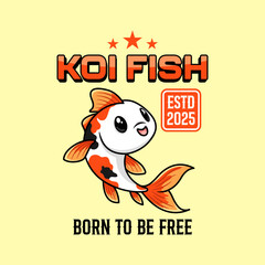 Cute kawaii koi fish art vector design
