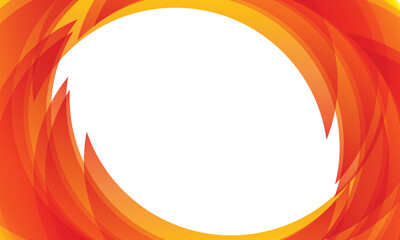 Fiery orange swirl frame with dynamic gradients forming circular copy space