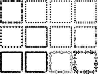 Decorative square frames in various styles for graphic design projects