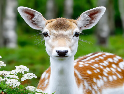 serene close-up of a wild animal peacefully grazing or resting in its natural habitat