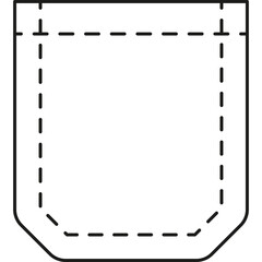 Illustration Of An Empty Pocket With Dashed Lines Representing A Stitch Line On A Transparent Background