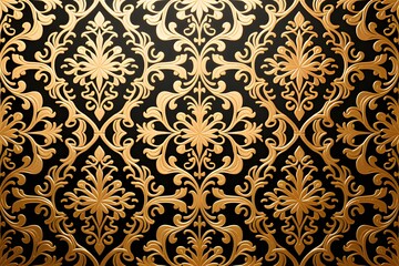 Seamless elegant black and gold luxury damask pattern ornate vintage wallpaper