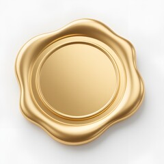 Gold round badge seal with metallic texture and luxury shiny award emblem