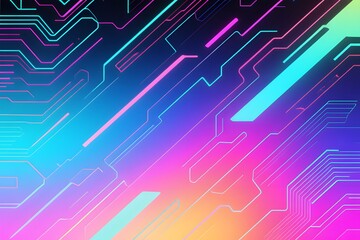 Futuristic neon abstract background with glowing tech lines and gradient colors