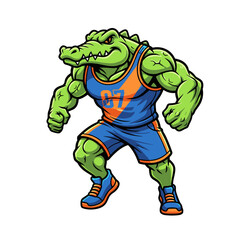 Funny green cartoon zombie frog character vector illustration