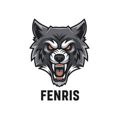 Obraz premium A fierce, stylized illustration of a wolf's head, baring its teeth. Beneath it, a bold word