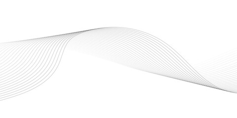 Abstract black smooth wave on a white background. Dynamic sound wave. Design element. Vector illustration. Undulate Grey Wave Swirl, frequency sound wave, twisted curve lines with blend effect.	