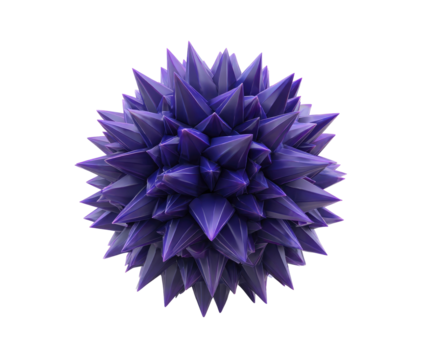 Spiky purple sphere, abstract polygonal design, dark backdrop creates high contrast and accentuates its texture - Powered by Adobe