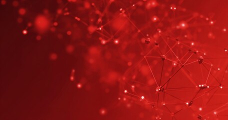 Abstract Representation of Interconnected Red Geometric Structures Emphasizing Complexity and Digital Connectivity in a Vibrant Color Palette