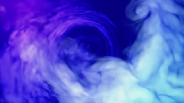 Abstract smoke swirls in vibrant blue and purple hues.