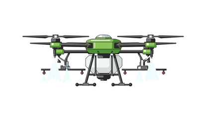Vector agriculture drone spraying liquid, isolated on a clean white background